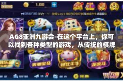 AG8亚洲九游会-在这个平台上，你可以找到各种类型的游戏，从传统的棋牌游戏到最新潮的电子竞技，应有尽有。而且，九游会不断推出新的游戏和娱乐频道，以满足不同玩家的需求。AG8亚洲九游会